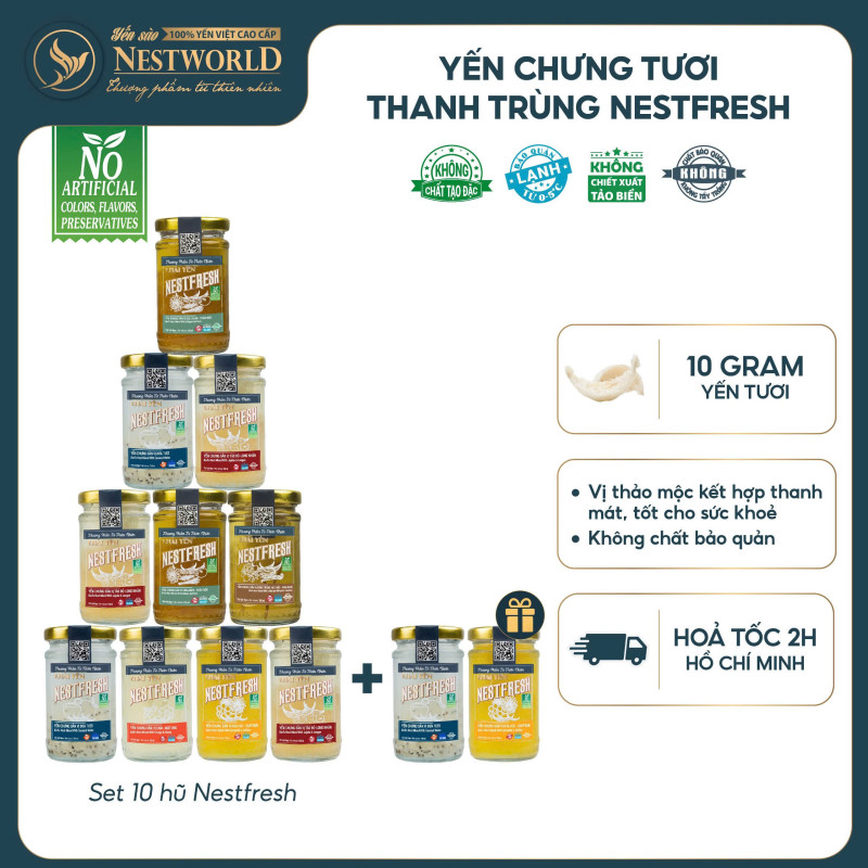 [10 TẶNG 2] COMBO 10 HŨ YẾN TƯƠI CHƯNG SẴN NESTFRESH 100ML