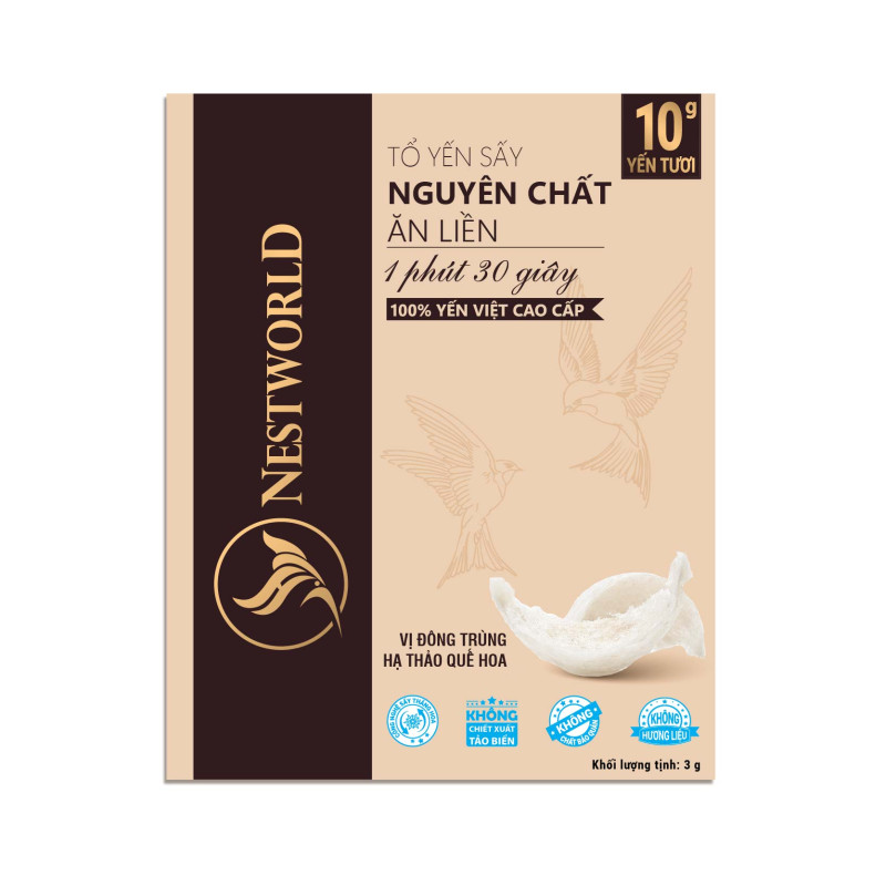 [Mới] - Tổ Yến Sấy Nguyên Chất Ăn Liền Nestworld vị Đông Trùng Hạ Thảo Quế Hoa