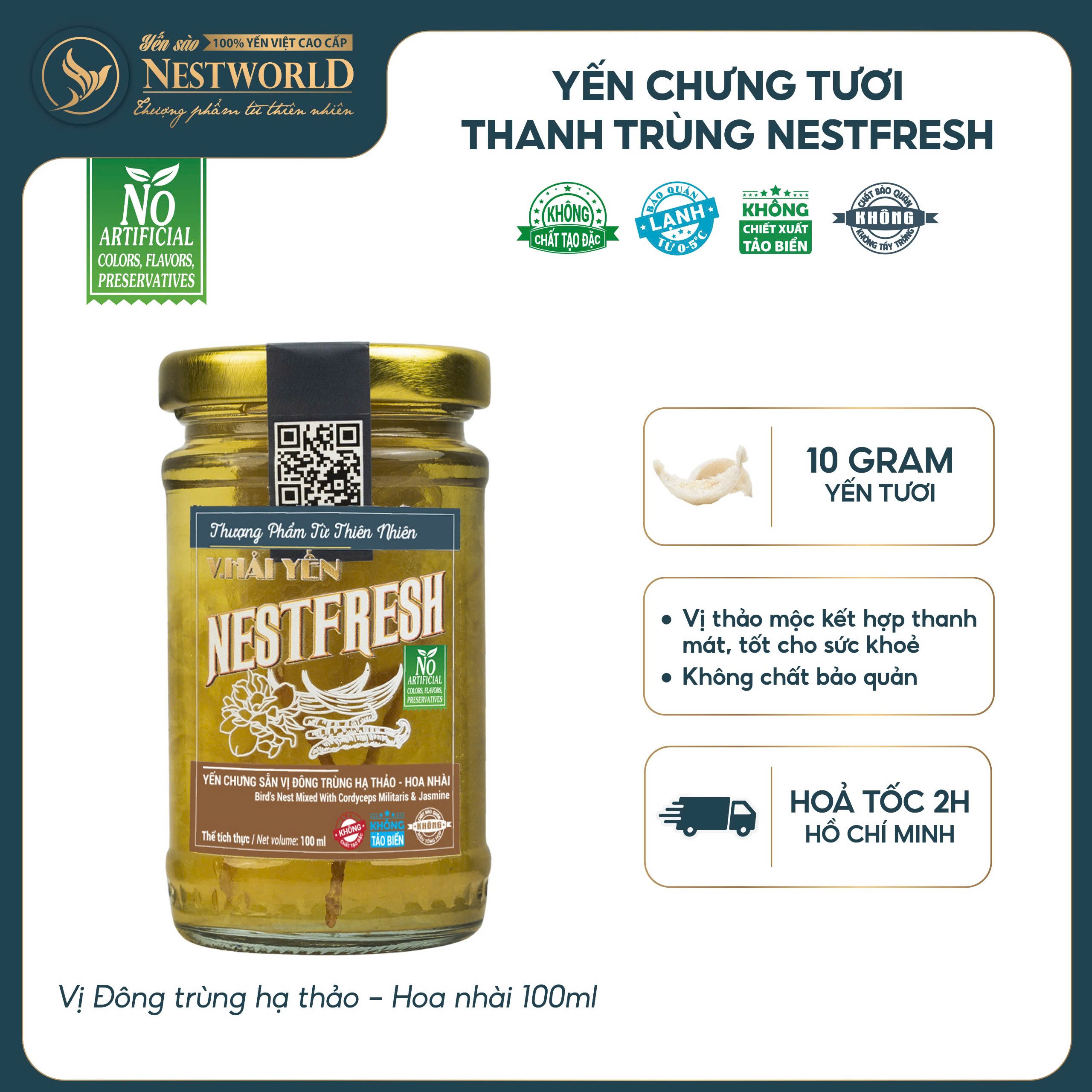 YẾN CHƯNG SẴN NESTFRESH VỊ ĐÔNG TRÙNG HẠ THẢO – HOA NHÀI